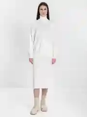 Белый комплект трикотажный женский юбка и свитер