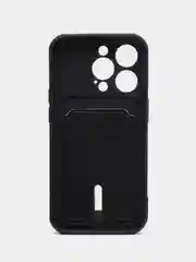 Черный чехол с гербом Республики Татарстан с кармашком для карт на iPhone 11, 13, 14, 15 pro max
