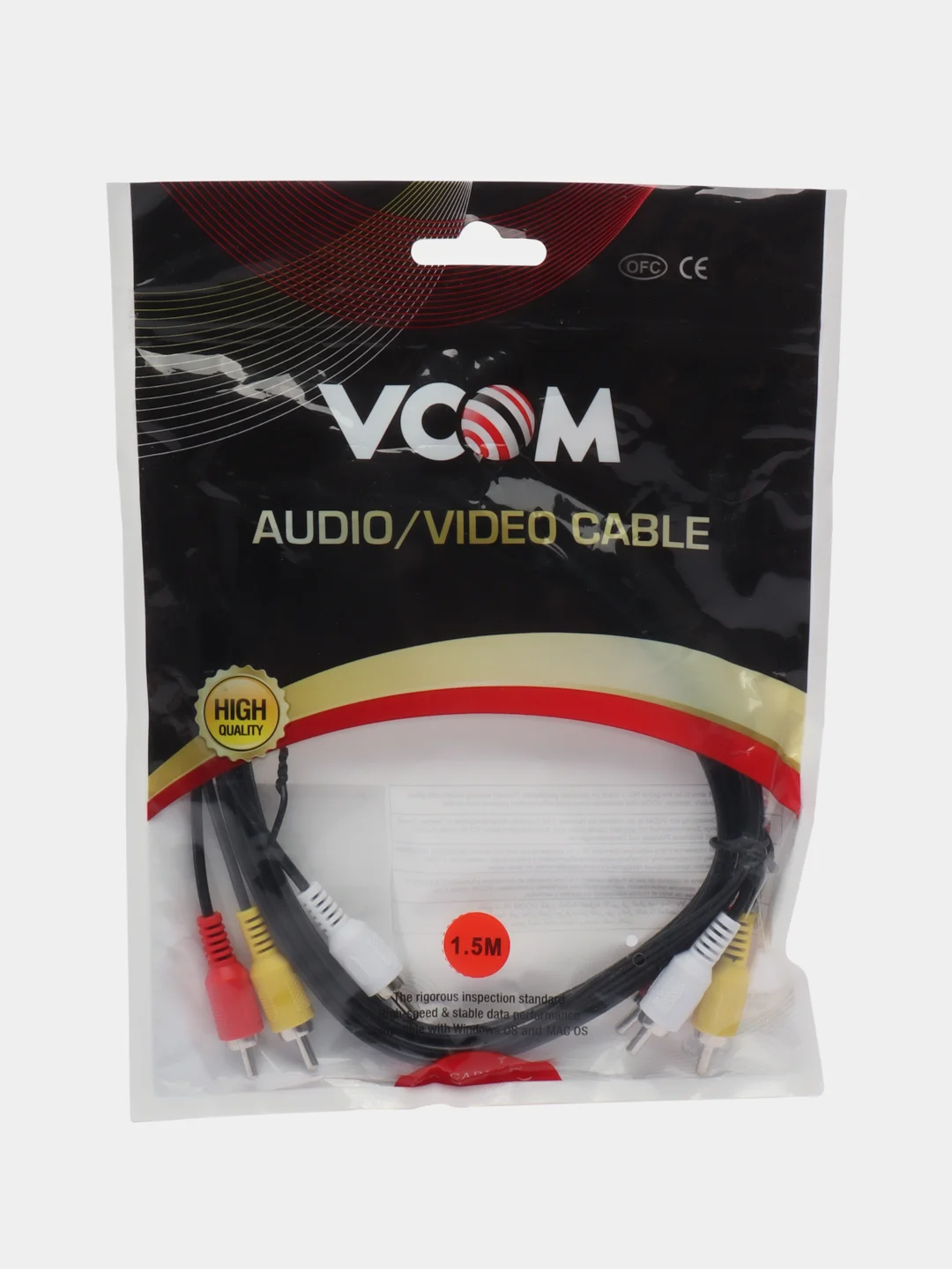 Кабель соединительный VCOM 2xRCA (M) / 2xRCA (M), чёрный, 1.5 м. (VAV7158)