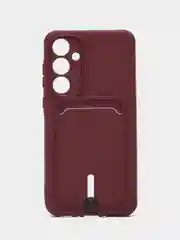 Бордовый чехол Samsung Galaxy A35 / Самсунг Галакси А35, силиконовый с карманом для карты