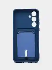 Синий чехол Samsung Galaxy A35 / Самсунг Галакси А35, силиконовый с карманом для карты
