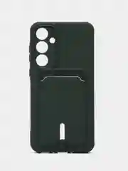 Тёмно-зелёный чехол Samsung Galaxy A35 / Самсунг Галакси А35, силиконовый с карманом для карты