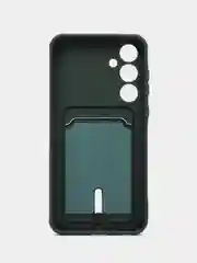 Тёмно-зелёный чехол Samsung Galaxy A35 / Самсунг Галакси А35, силиконовый с карманом для карты