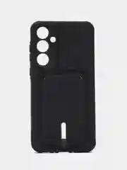 Черный чехол Samsung Galaxy A35 / Самсунг Галакси А35, силиконовый с карманом для карты