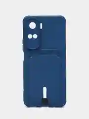 Синий чехол Honor 90 Lite / Хонор 90 Лайт, силиконовый с карманом для карты