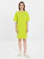 Салатовый платье-футболка Оversize однотонное, короткое