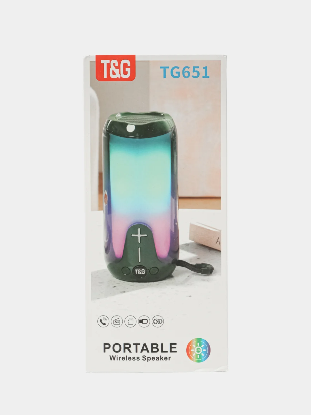 Синий портативная беспроводная Bluetooth-колонка TG 651, с радио и светомузыкой