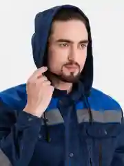 Костюм "Титан-1 СОП" с капюшоном, тк. смесовая, 210, брюки, т. синий/васильковый
