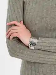 Серебряный браслет женский широкий на руку, регулируемый