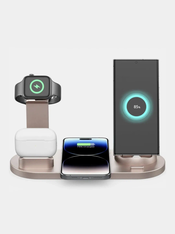 Беспроводная зарядка, док-станция для iPhone, Android, iWatch и AirPods