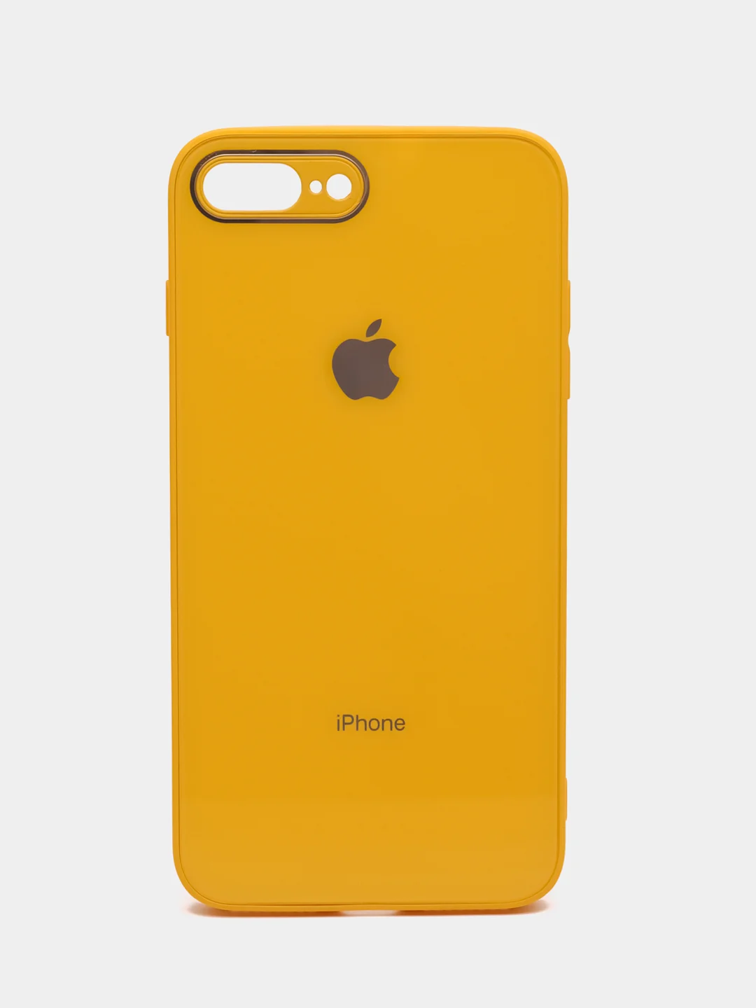 Горчичный чехол силиконовый со стеклянной панелью для iPhone 7 Plus / iPhone 8 Plus