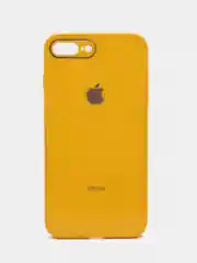 Горчичный чехол силиконовый со стеклянной панелью для iPhone 7 Plus / iPhone 8 Plus