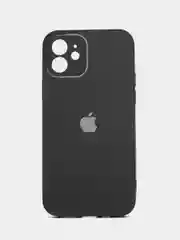 Индиго чехол силиконовый для iPhone 12, со стеклянной панелью