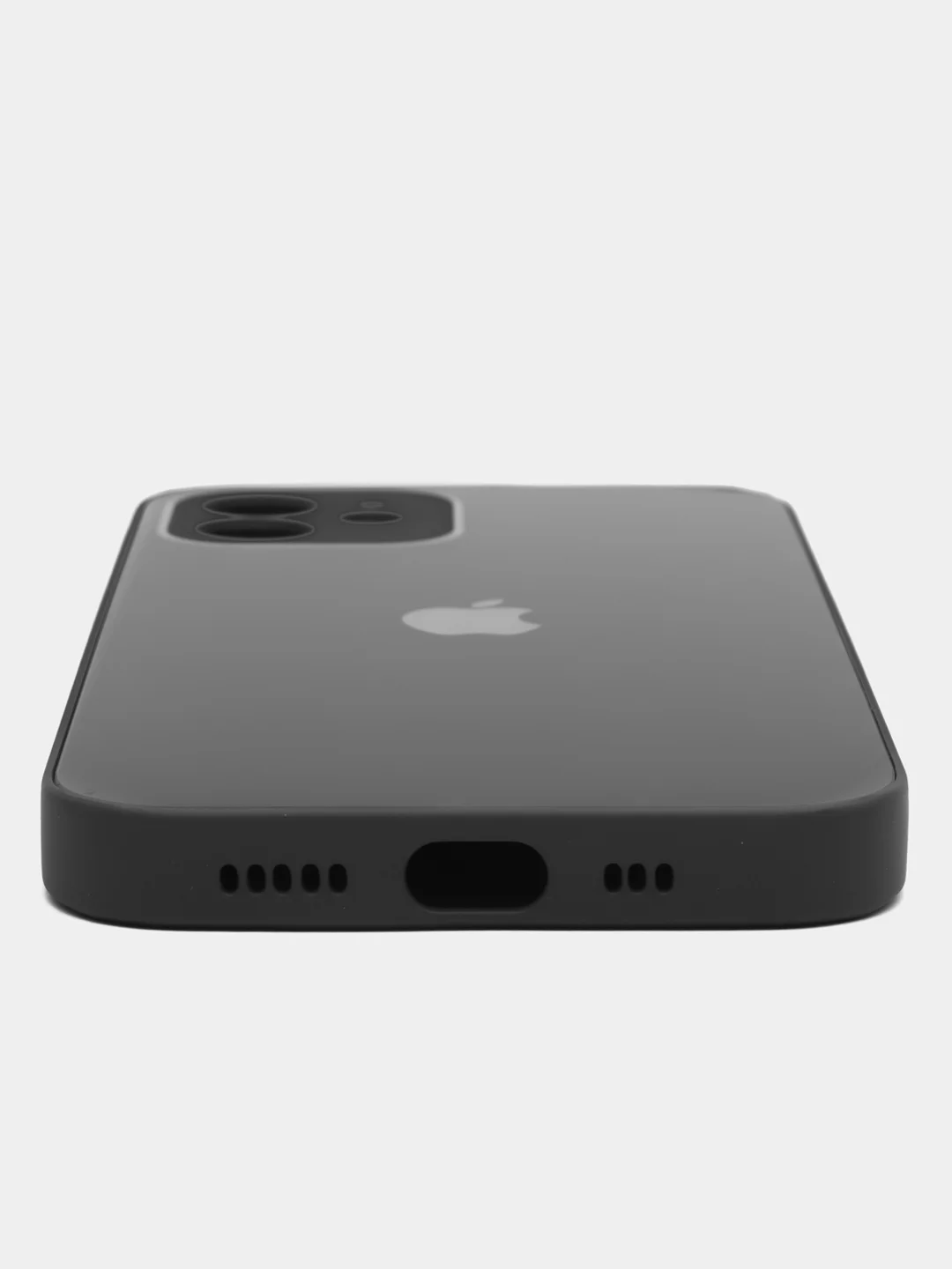 Индиго чехол силиконовый для iPhone 12, со стеклянной панелью