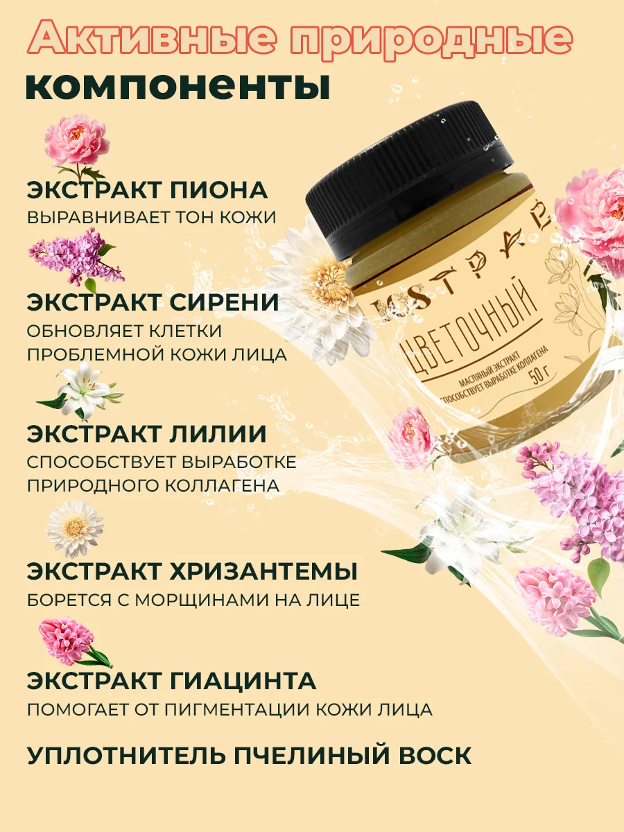 Крем для лица от морщин, антивозрастной, питательный, "Цветочный"/лифтинг/ 108 трав, 50 г