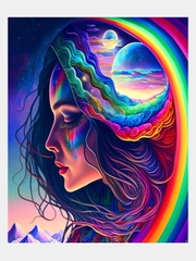 Алмазная мозаика без подрамника Фентези 30/40 см " Девушка вселенная "