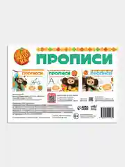 Красный прописи "Чебурашка" печатные и прописные буквы, цифры, узоры