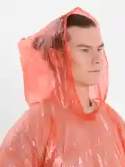 Красный плащ-дождевик пончо с капюшоном, 30 мкм, Unibob