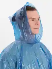 Синий плащ-дождевик пончо с капюшоном, 30 мкм, Unibob