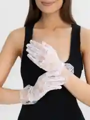 Белый женские гипюровые ажурные перчатки бальные, 5 цветов