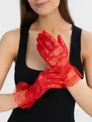 Красный женские гипюровые ажурные перчатки бальные, 5 цветов