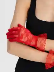 Красный женские гипюровые ажурные перчатки бальные, 5 цветов