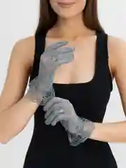 Серый женские гипюровые ажурные перчатки бальные, 5 цветов