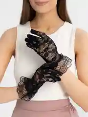 Черный женские гипюровые ажурные перчатки бальные, 5 цветов