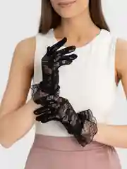 Черный женские гипюровые ажурные перчатки бальные, 5 цветов