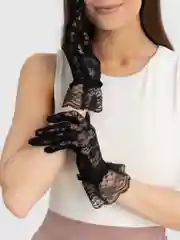 Черный женские гипюровые ажурные перчатки бальные, 5 цветов