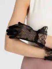 Черный женские перчатки сетчатые бальные прозрачные ажурные черные