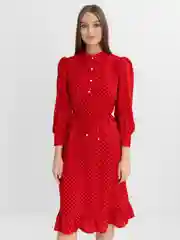 Коралловый меланж платье летнее женское в горошек