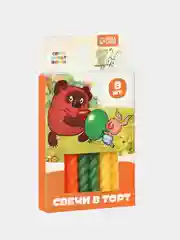Оранжевый набор витых свечей для торта "Винни-Пух" С днем рождения