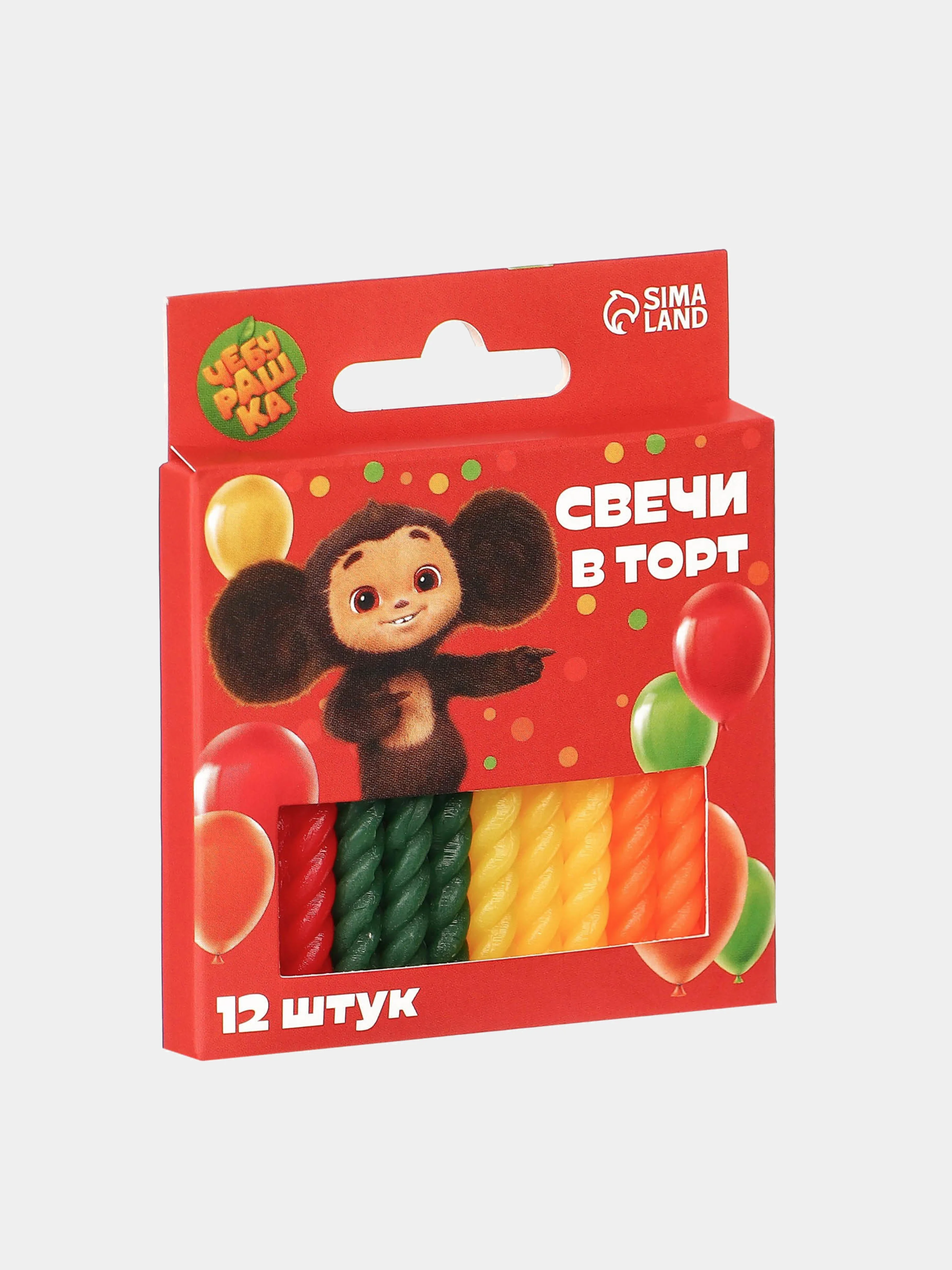 Красный набор витых свечей для торта "Чебурашка"