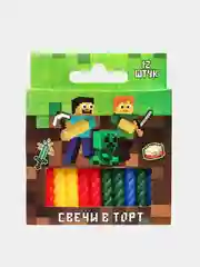 Набор витых свечей для торта "Minecraft" Майнкрафт, 12 шт