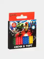 Черный набор витых свечей для торта "Мстители"