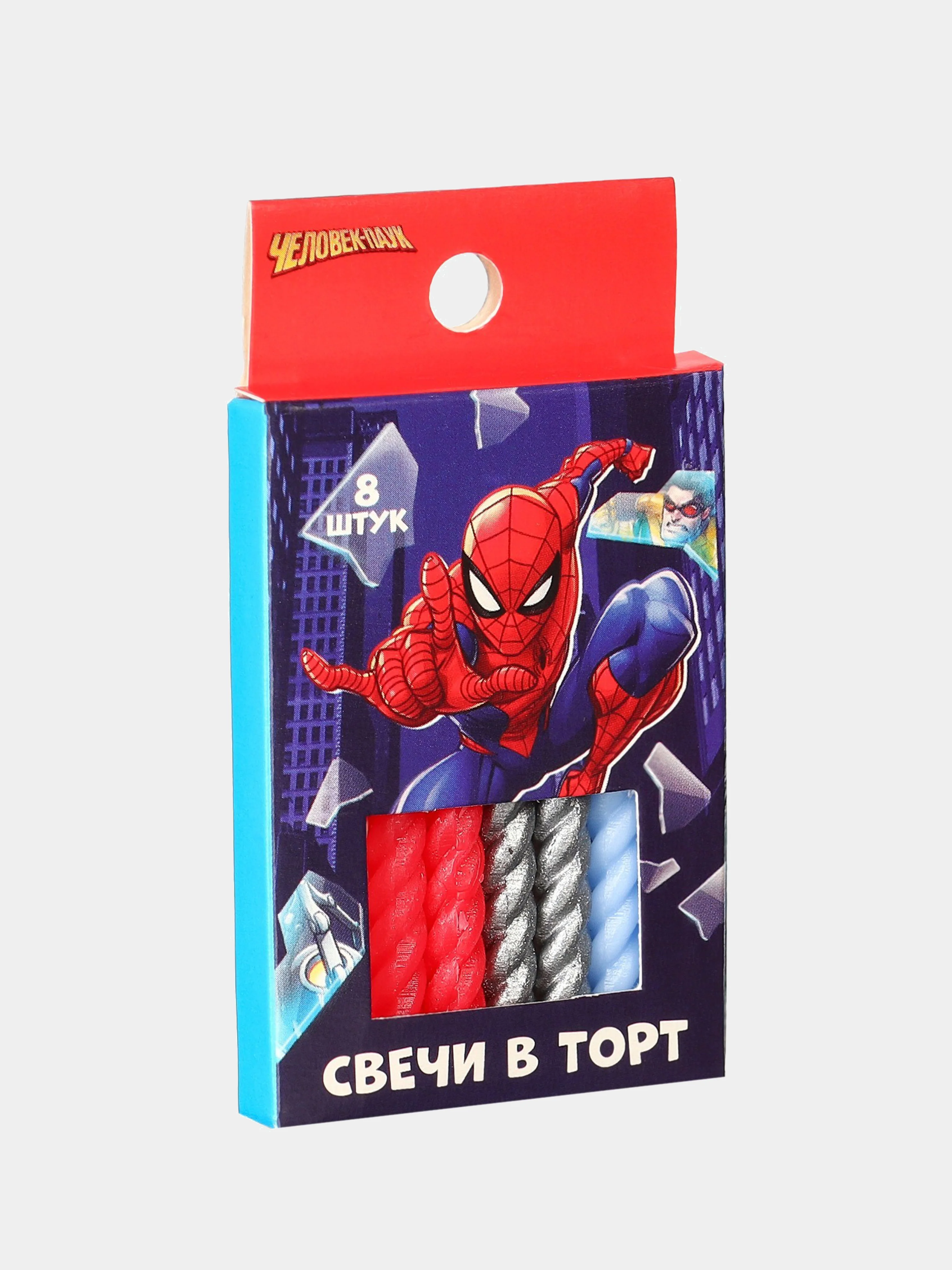 Фиолетовый набор витых свечей для торта "Человек-Паук"
