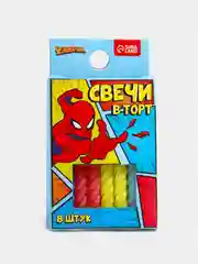 Голубой набор витых свечей для торта "Человек-Паук"