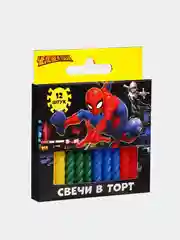 Черный набор витых свечей для торта "Человек-Паук"