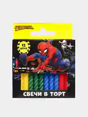Черный набор витых свечей для торта "Человек-Паук"