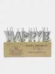 Серебряный свечи для торта "Happy Birthday", свечи на день рождения
