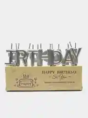 Серебряный свечи для торта "Happy Birthday", свечи на день рождения