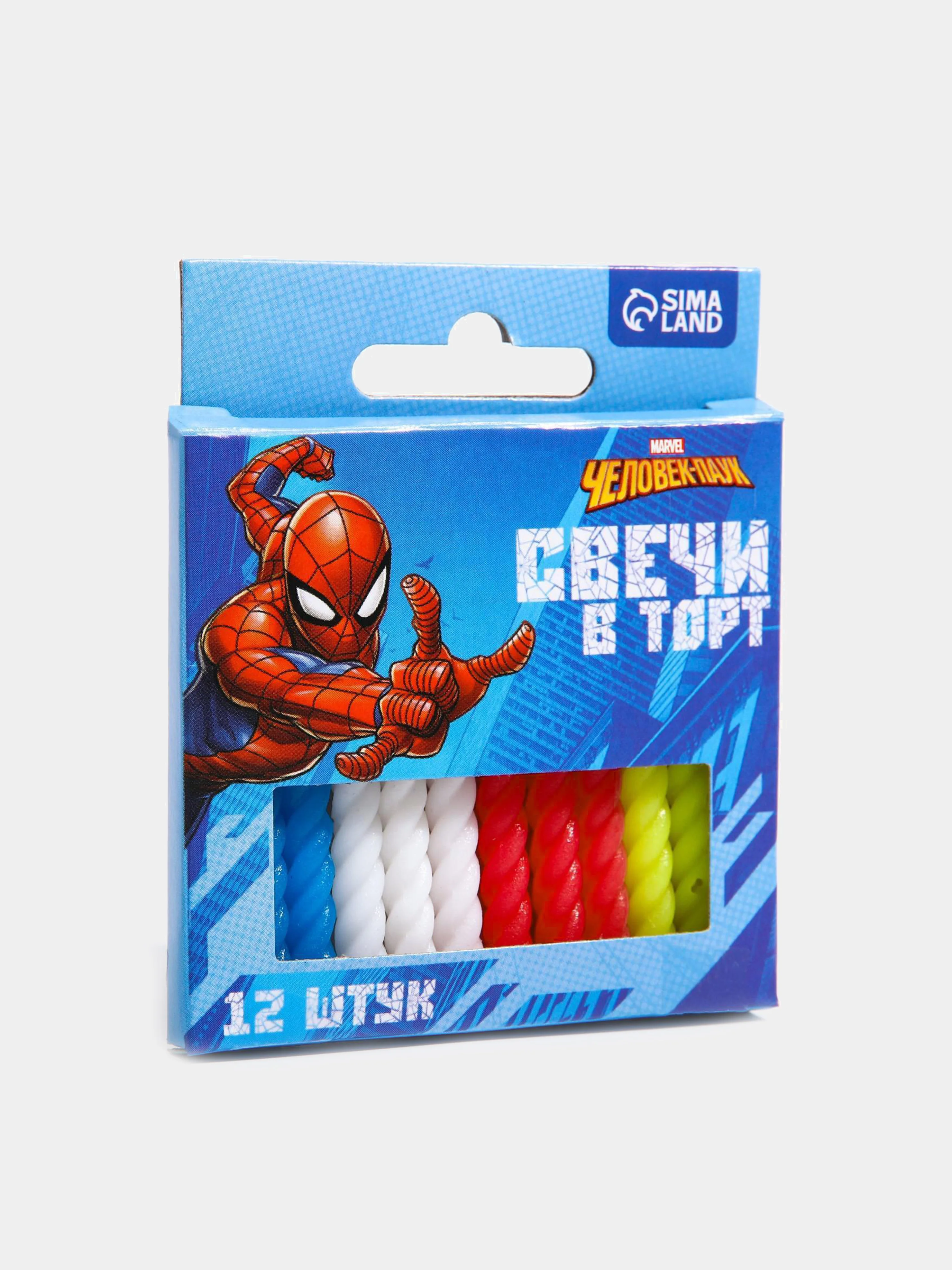 Синий набор витых свечей для торта "Человек-Паук"
