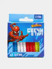 Синий набор витых свечей для торта "Человек-Паук"