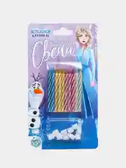 Розовый набор витых свечей для торта "Холодное сердце"