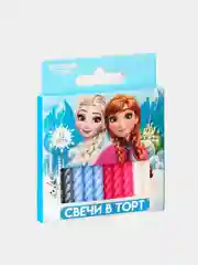 Голубой набор витых свечей для торта "Холодное сердце"