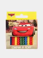 Желтый набор свечей с цветным пламенем для торта "Тачки"