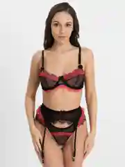 Коралловый комплект нижнего женского белья, кружевное трусики танга, бюстгальтер