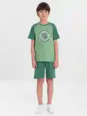 Зеленый детский комплект для мальчика: футболка и шорты, хлопок, 6-10 лет