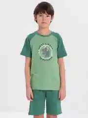 Зеленый детский комплект для мальчика: футболка и шорты, хлопок, 6-10 лет